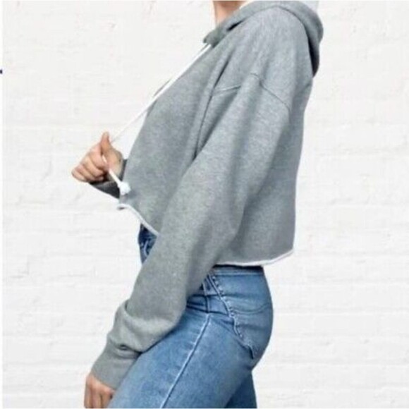 Wild Fable gray cropped hoodie with drawstring, M - Picture 5 of 9